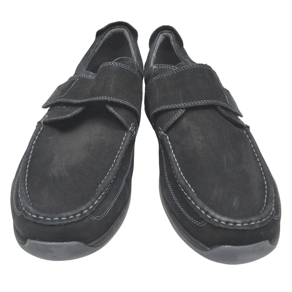 Porter Mens Loafer by Propet Black Leather Orthotic Diabetic Hook Loop Shoes 18W
